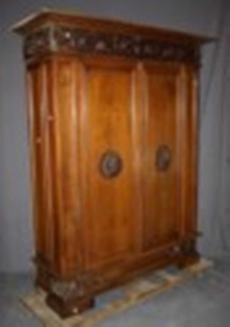 Italian Renaissance 2 door wardrobe in mahogany (1 of 4)