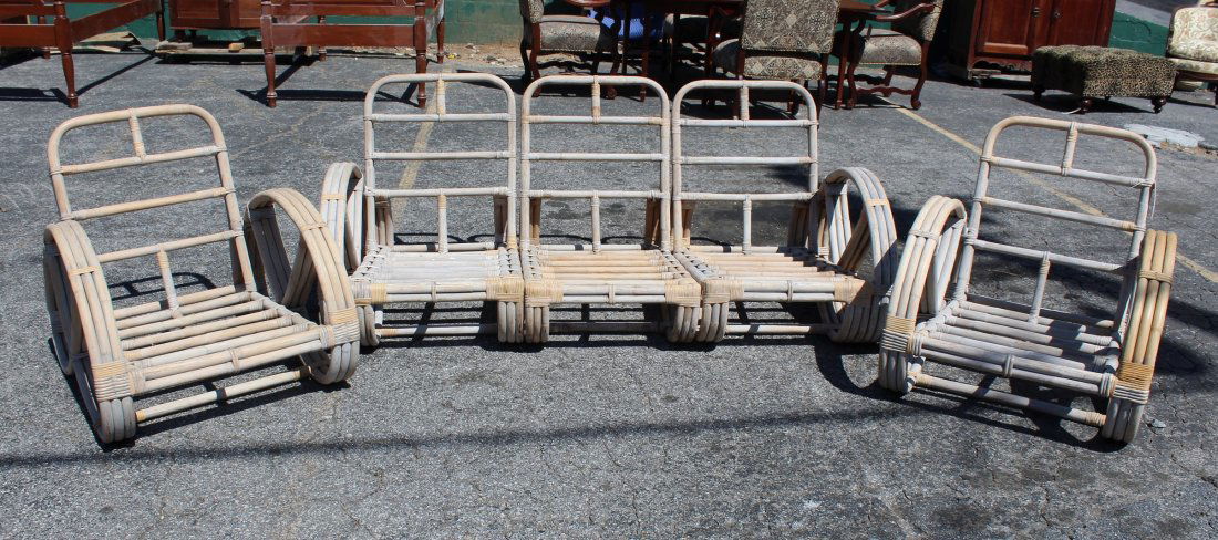 5pc Paul Frankl style pretzel bamboo set (1 of 4)