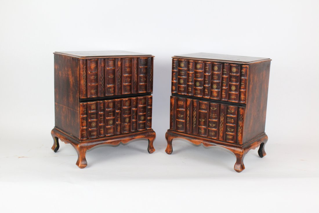 Pair of faux book 2 drawer nightstands or side tables (1 of 4)