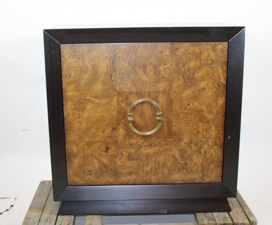 Contemporary black finish & burled elm bar cabinet (1 of 4)