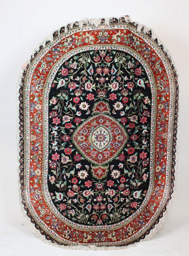 Signed Persian silk rug 4'7 x 6'7 (1 of 6)