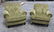 Pair of green chenille armchairs