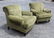 Pair of green chenille armchairs - 4