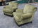 Pair of green chenille armchairs - 5