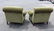 Pair of green chenille armchairs - 6