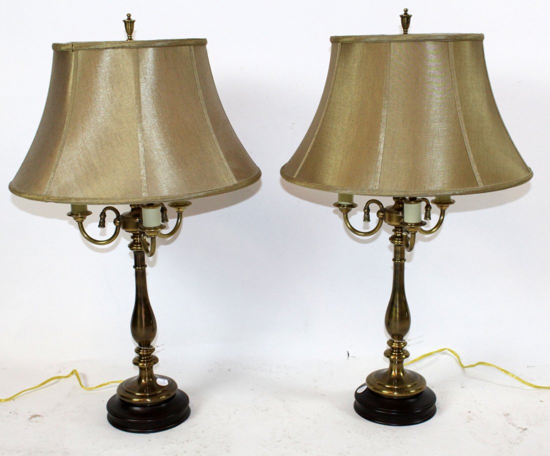 Pair of brass bouillotte style lamps (1 of 2)