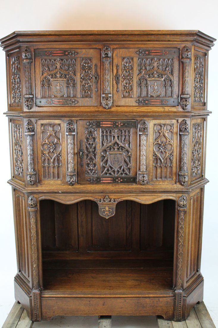 French Gothic cabinet in carved walnut. (1 of 7)