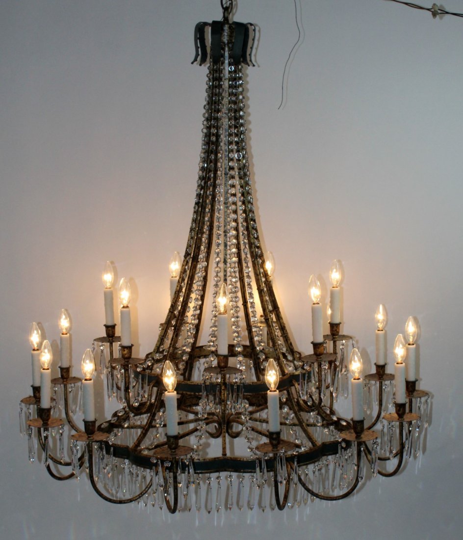 Italian 21-light basket form gilt metal chandelier (1 of 5)