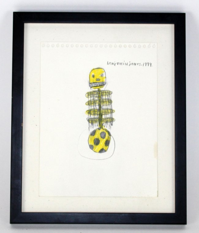 Benjamin Jones (Atlanta 1954-) pencil on paper: Benjamin Jones (Atlanta, 1954-) pencil drawing on paper. Signed Benjami Jones 1999. 11"h x 9"w framed