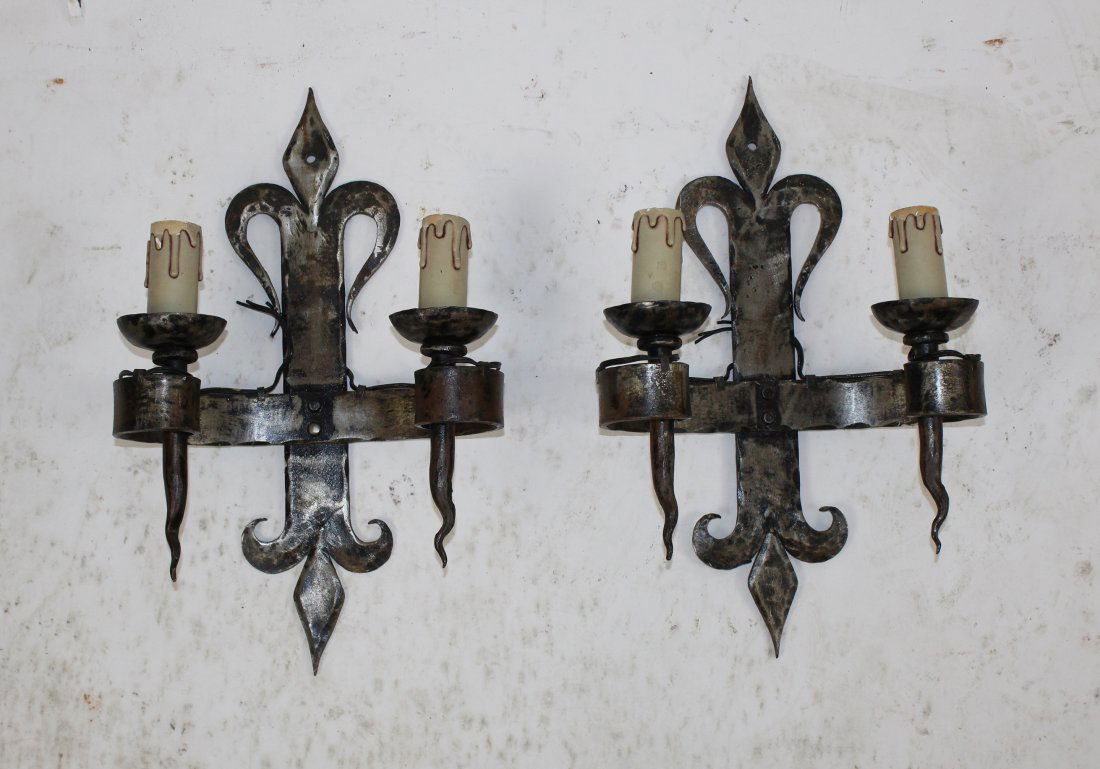 Pair of French wrought iron wall sconces (1 of 3)