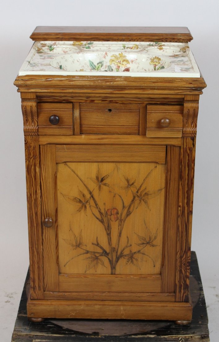 French Arts & Crafts painted lavabo cabinet (1 of 6)
