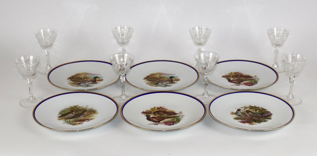 6 German Hutschenreuther plates & 8 etched glasses (1 of 4)