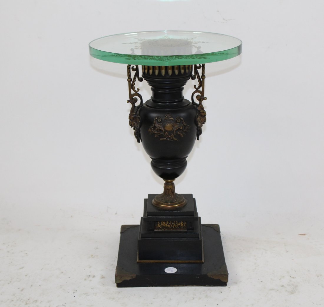 French urn form base side table with etched glass (1 of 5)