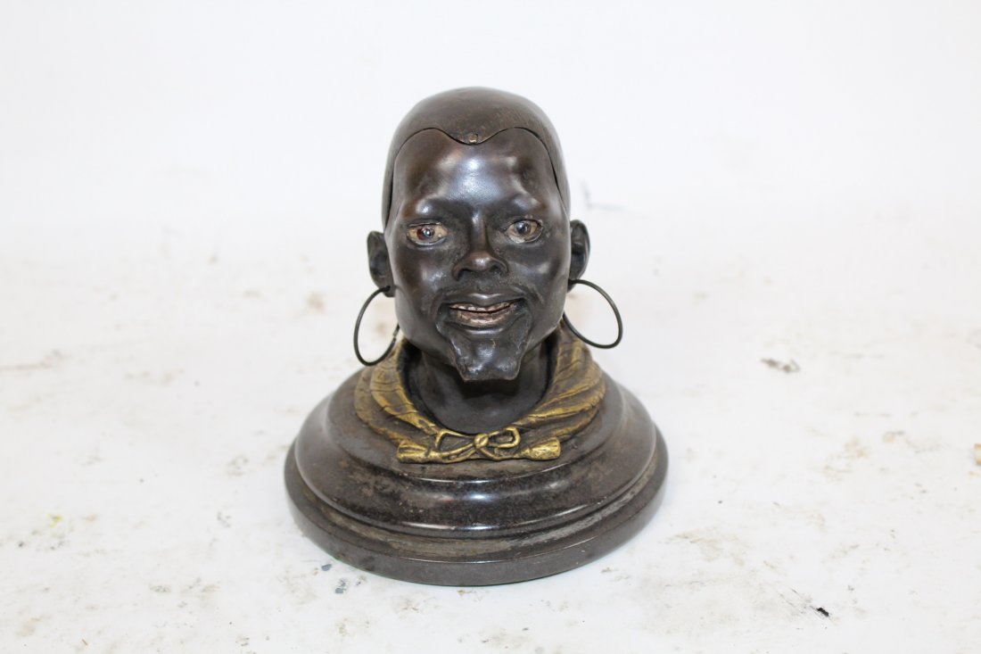 Cold painted bronze figural inkwell (1 of 5)
