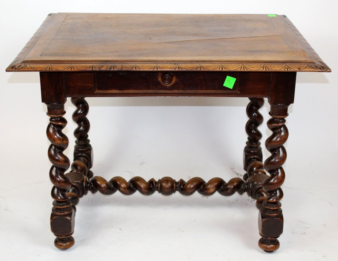 French Louis XIII walnut bureauplat with barley twist (1 of 6)