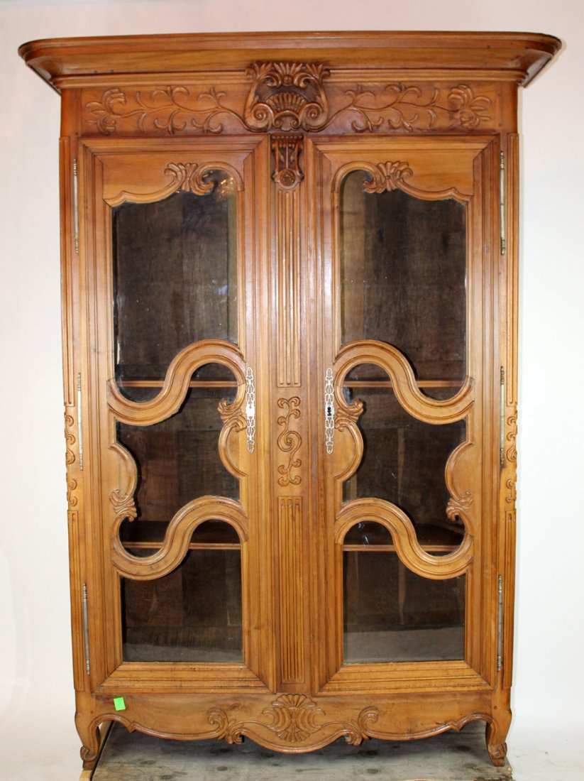 French Provincial armoire bookcase in cherry (1 of 6)