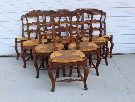 Set of 10 French ladder back side chairs (1 of 5)