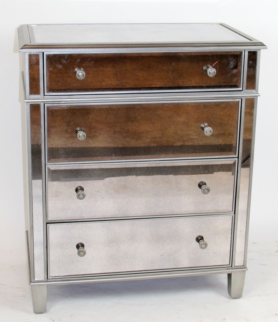 Mirrored & silver finish 4-drawer chest (1 of 4)