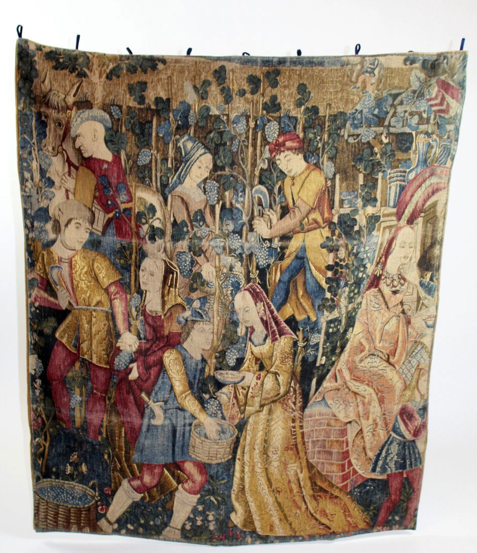 Renaissance style printed tapestry Les Vendanges (1 of 5)