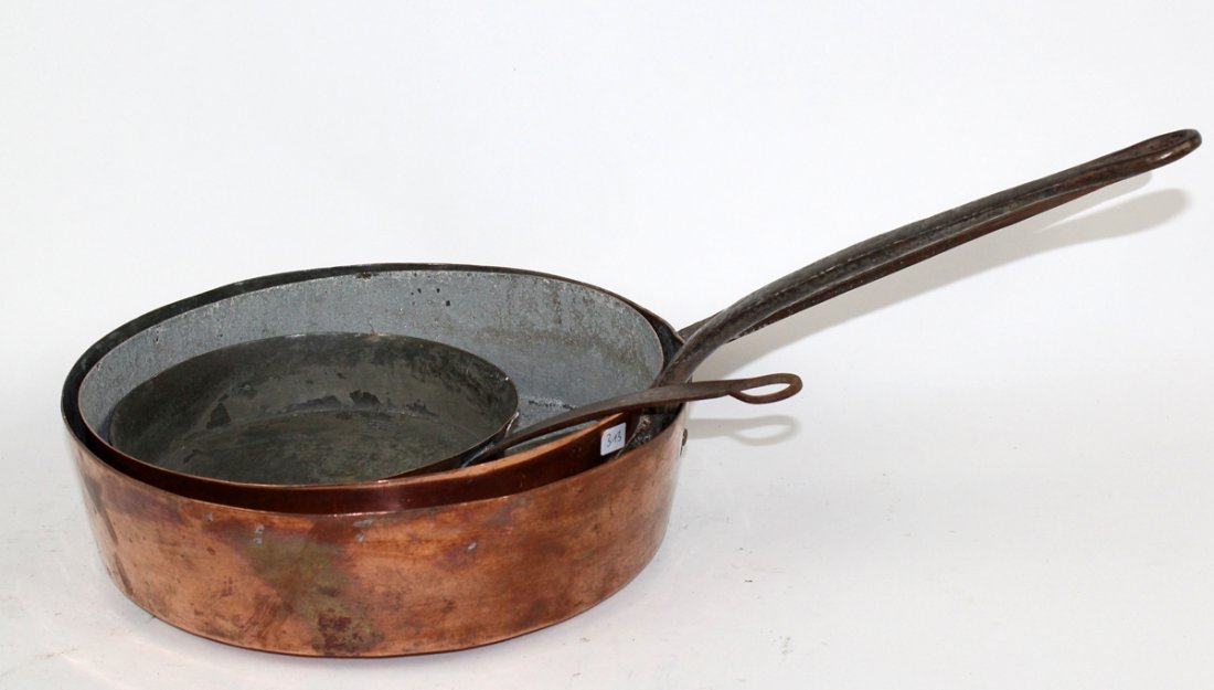 Lot of 3 French copper sauce pans (1 of 3)