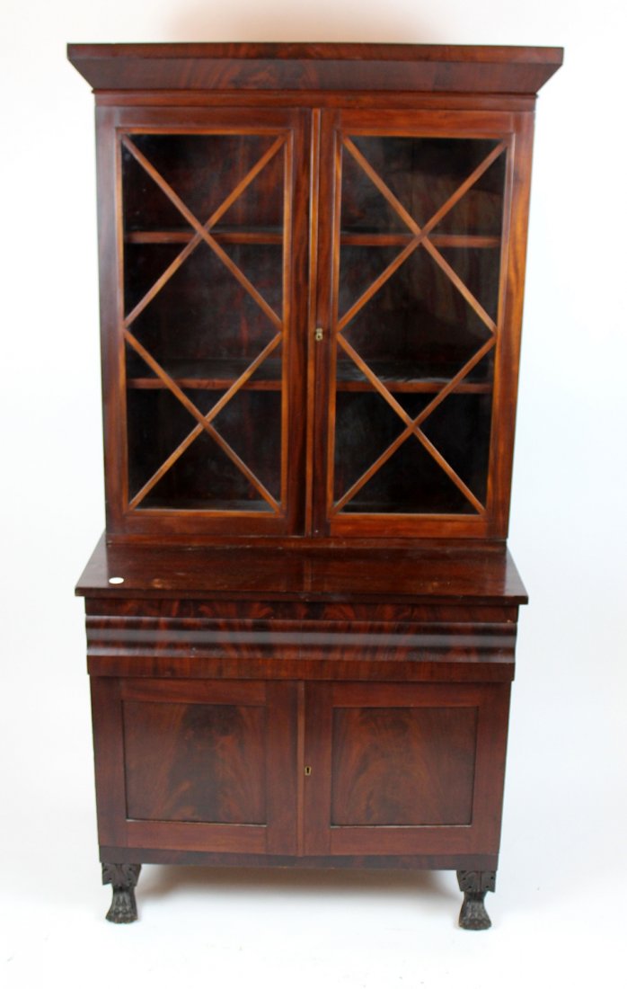 American Empire flame mahogany bookcase (1 of 5)
