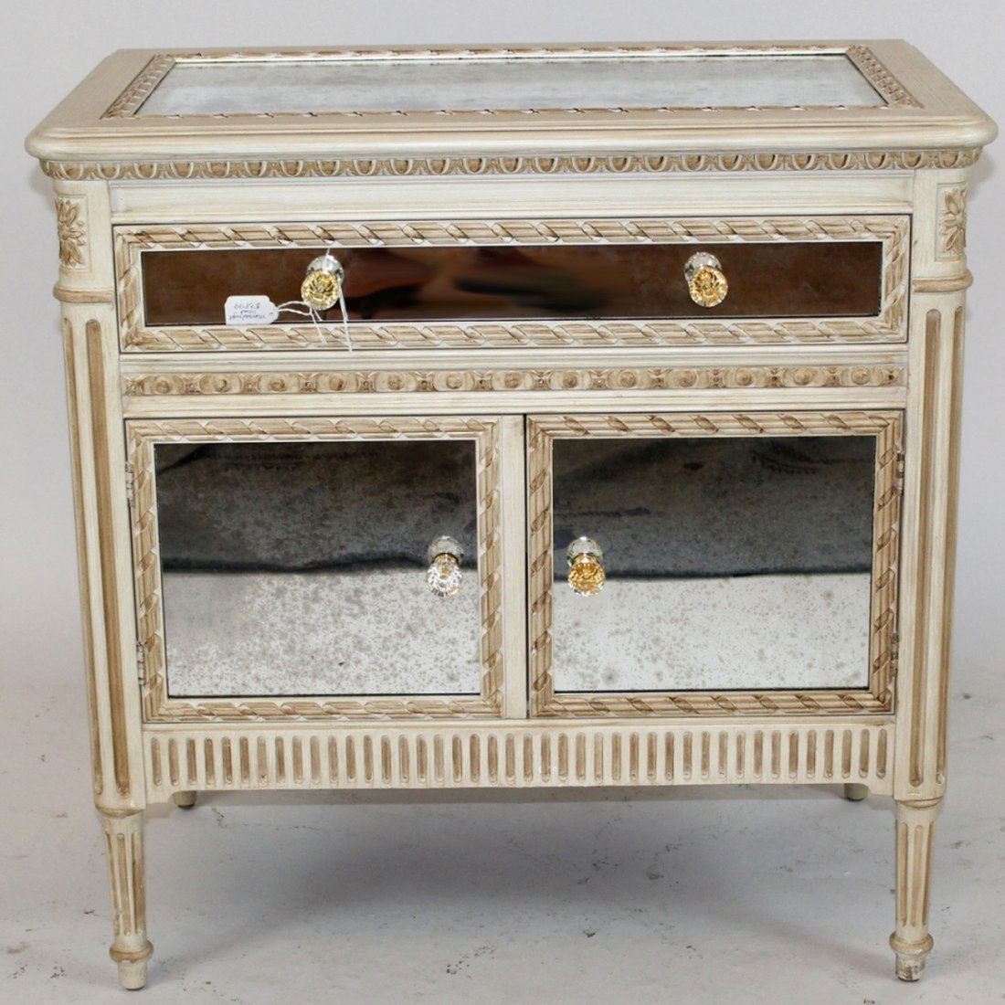 Painted and mirrored 2 door chest (1 of 3)