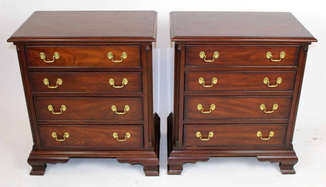 Pair Henkel Harris mahogany 4-drawer chests (1 of 8)