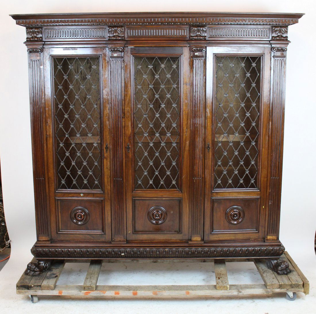 Italian Renaissance 3 door bookcase with iron grills (1 of 3)
