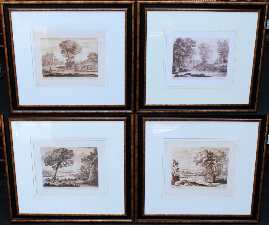 Set of 4 Claude Le Lorrain delin prints (1 of 5)