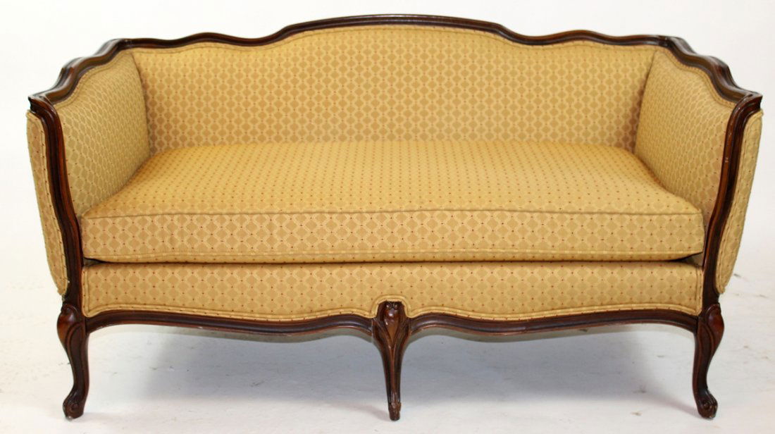 Louis Xv style carved walnut frame settee (1 of 2)