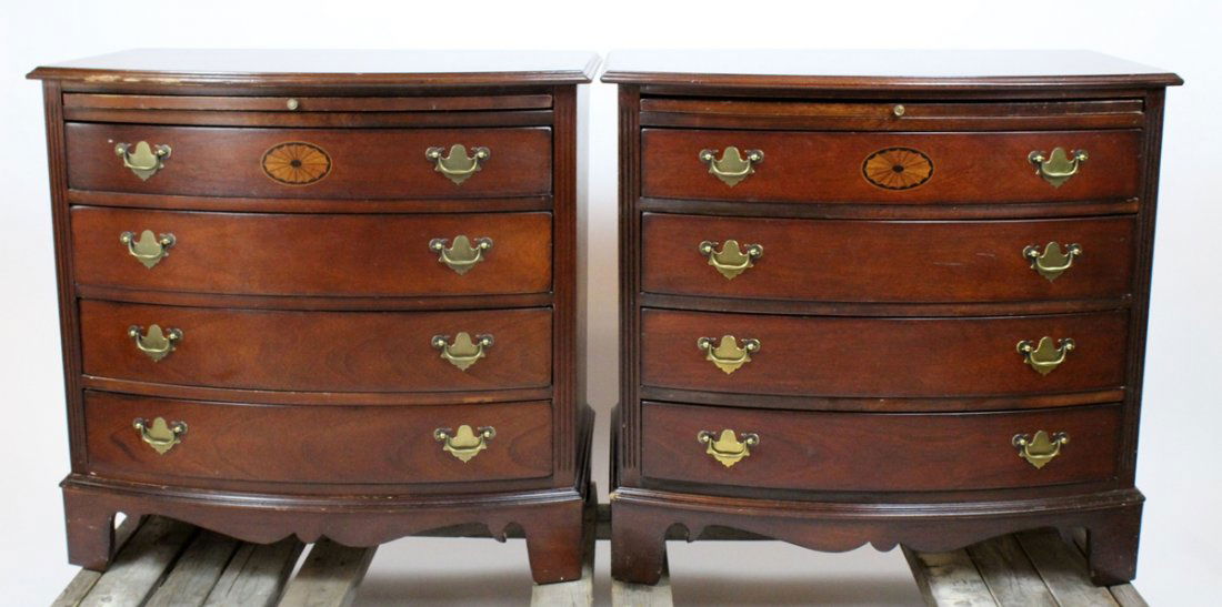 Pair of Lexington mahogany bowfront chests (1 of 5)