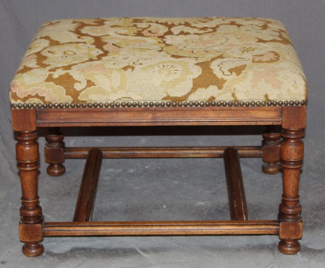 French foot stool in walnut with gros point (1 of 5)