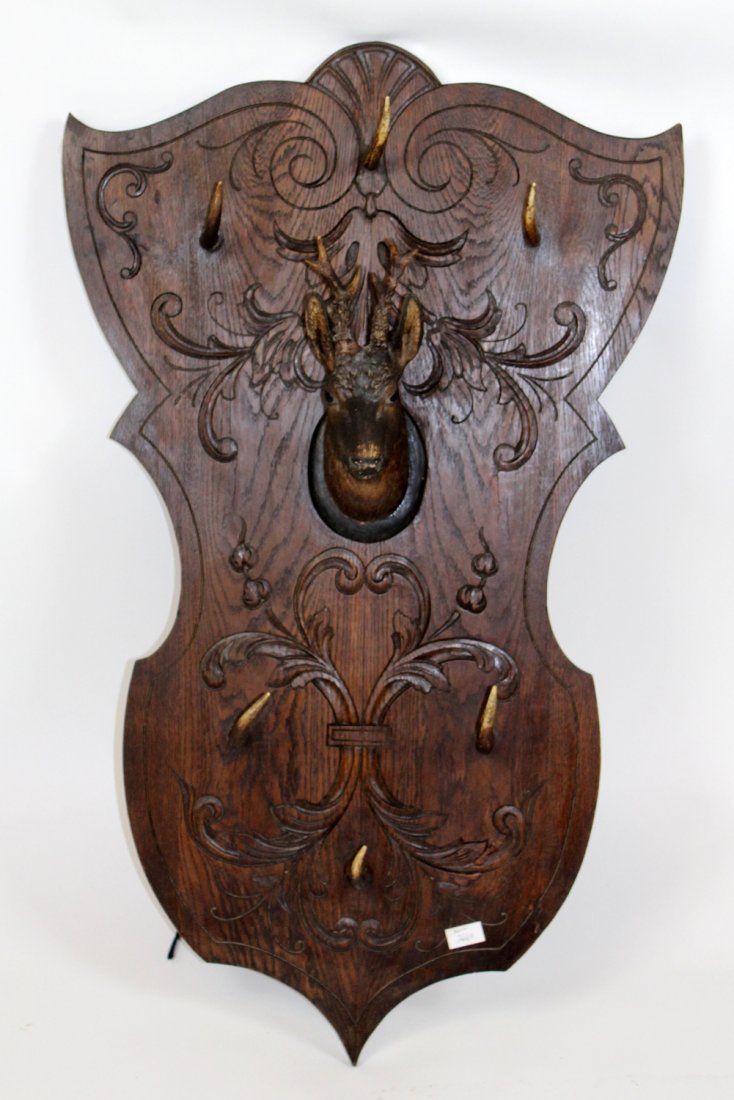 French wall mount coat rack with deer head (1 of 5)