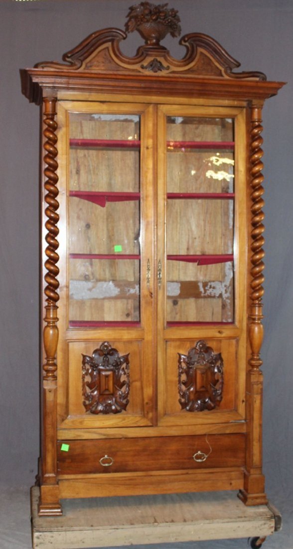 French Transitional 2 door bookcase in walnut (1 of 5)