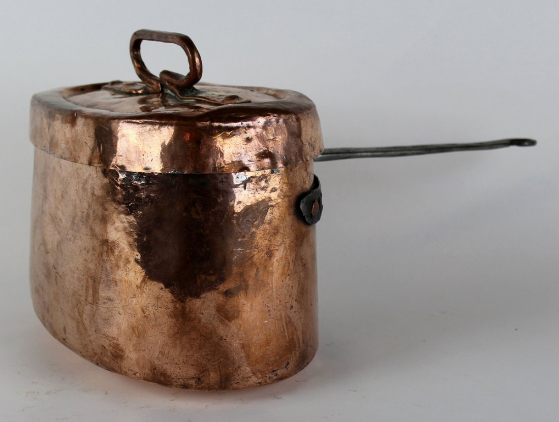 Antique French copper oval lidded casserole (1 of 6)