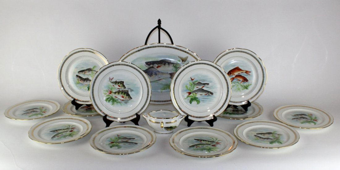 French porcelain fish service PL France (1 of 6)