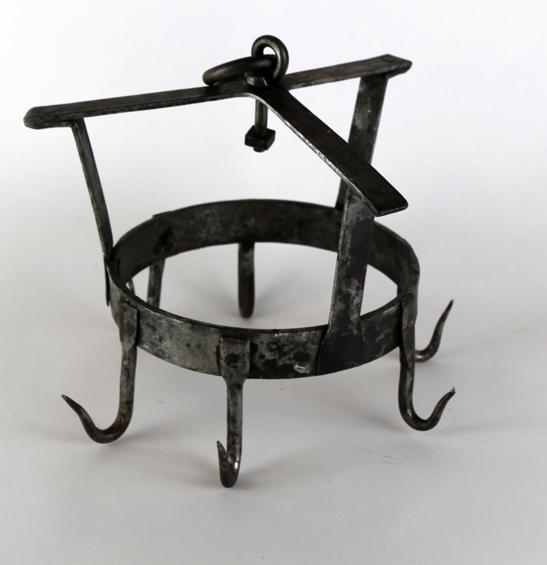 Antique French iron pot rack with hooks (1 of 4)
