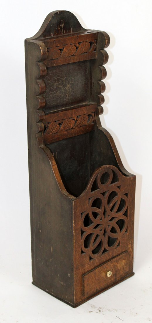 Carved wall mount spoon rack with drawer (1 of 5)