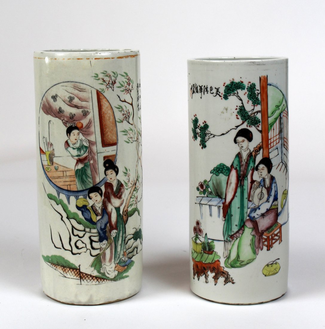 Lot of 2 Chinese porcelain hat stands (1 of 4)