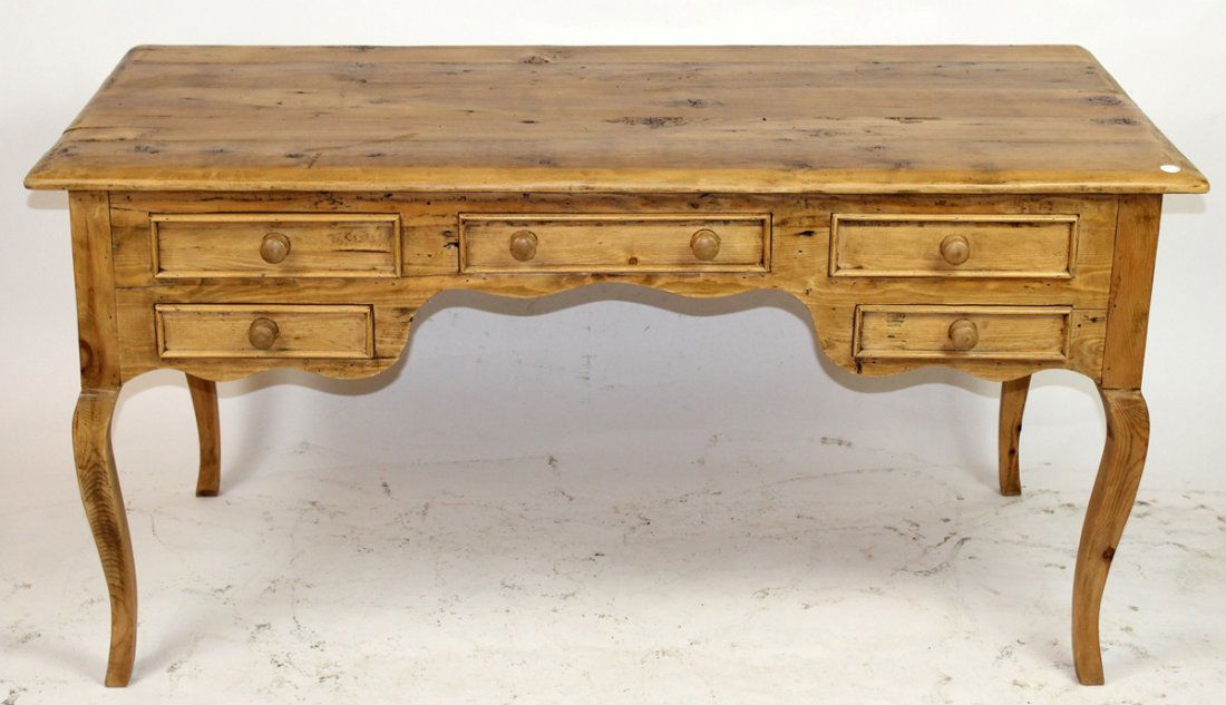 Provincial style pine desk with 5 drawers (1 of 5)