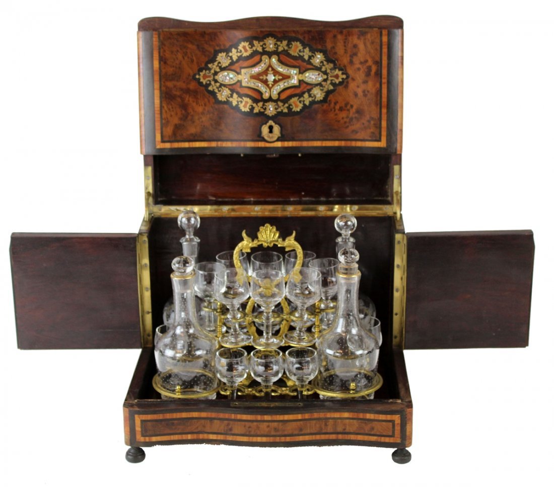 French Napoleon III inlaid tantalus set (1 of 10)