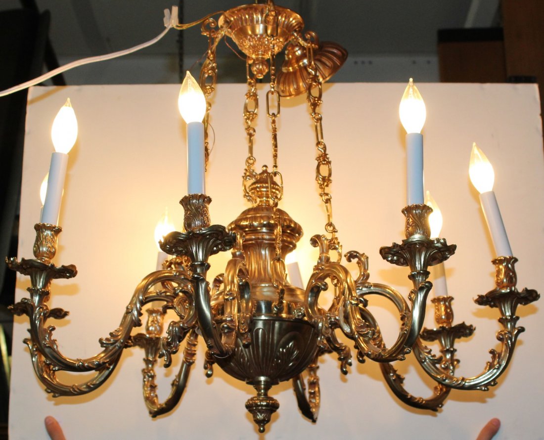 8 light gilt over bronze chandelier (1 of 6)