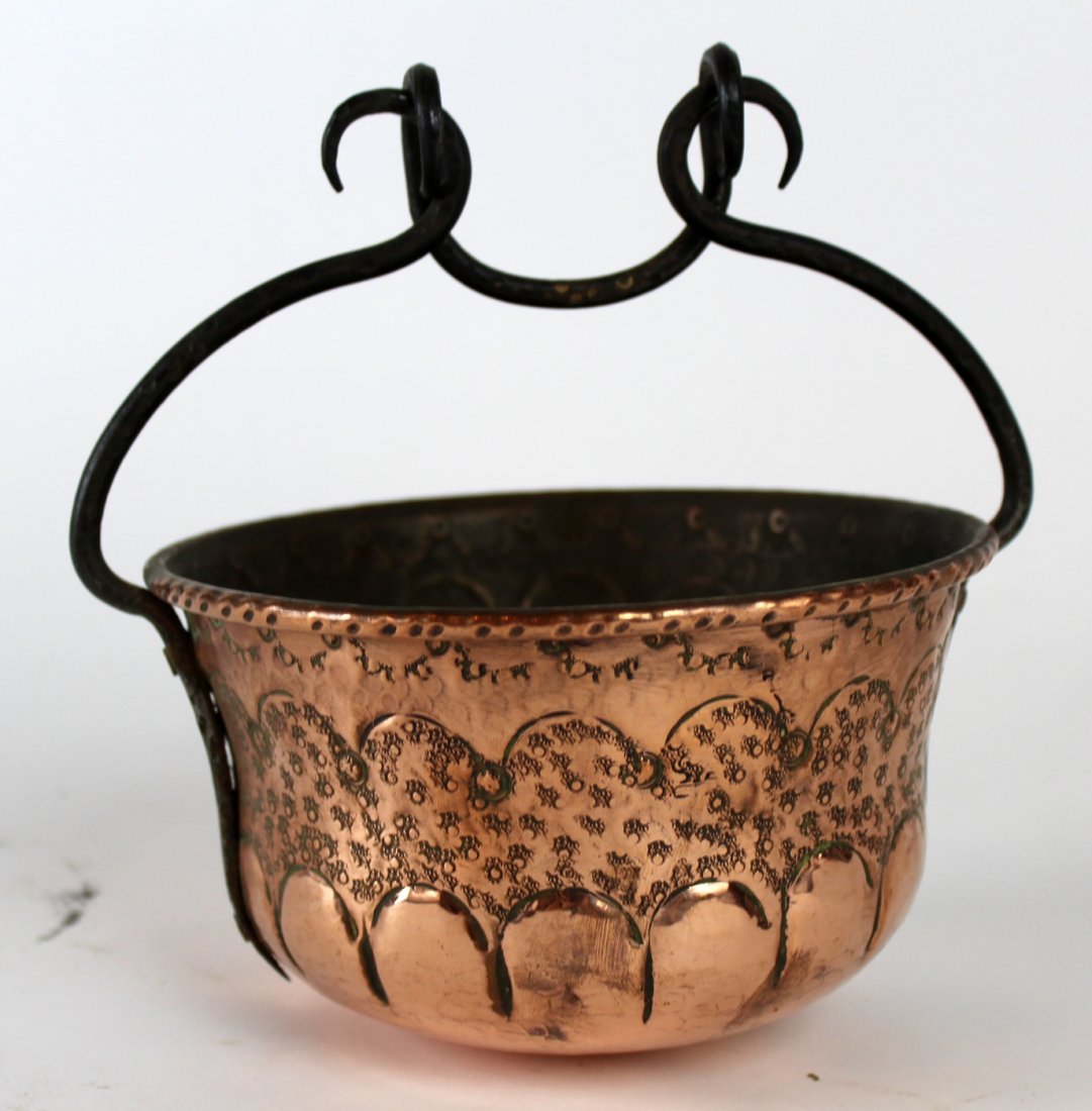 Antique French copper pot with iron handle (1 of 2)
