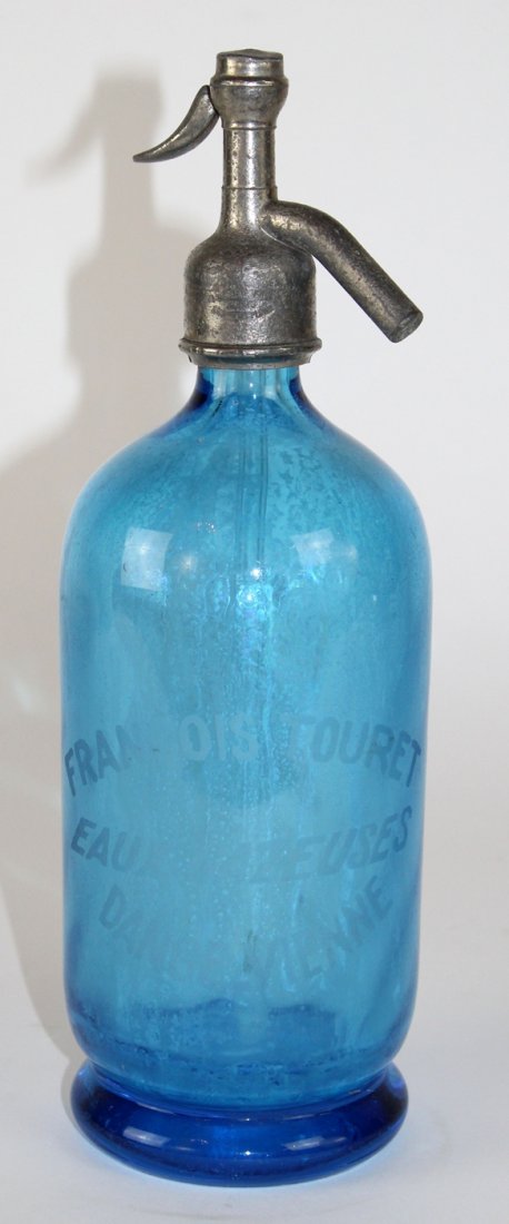 French blue glass seltzer bottle (1 of 3)