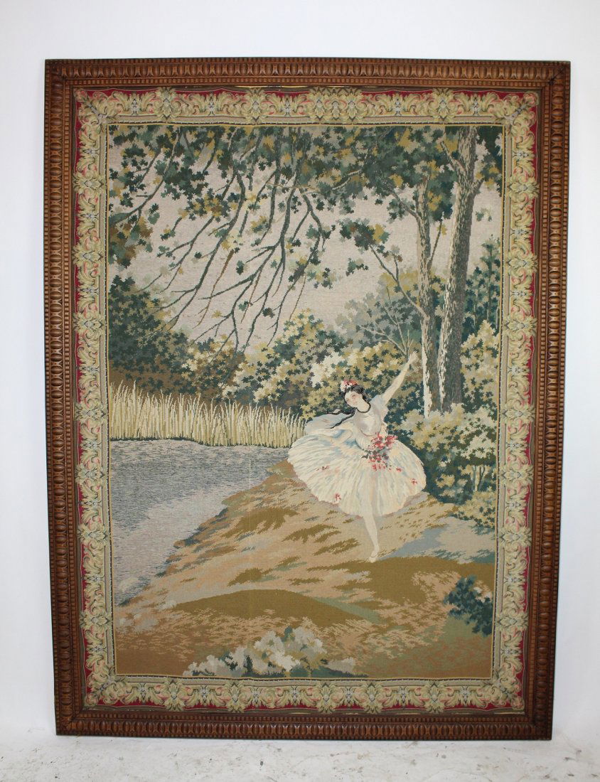 19th century Belgian tapestry with ballerina (1 of 6)