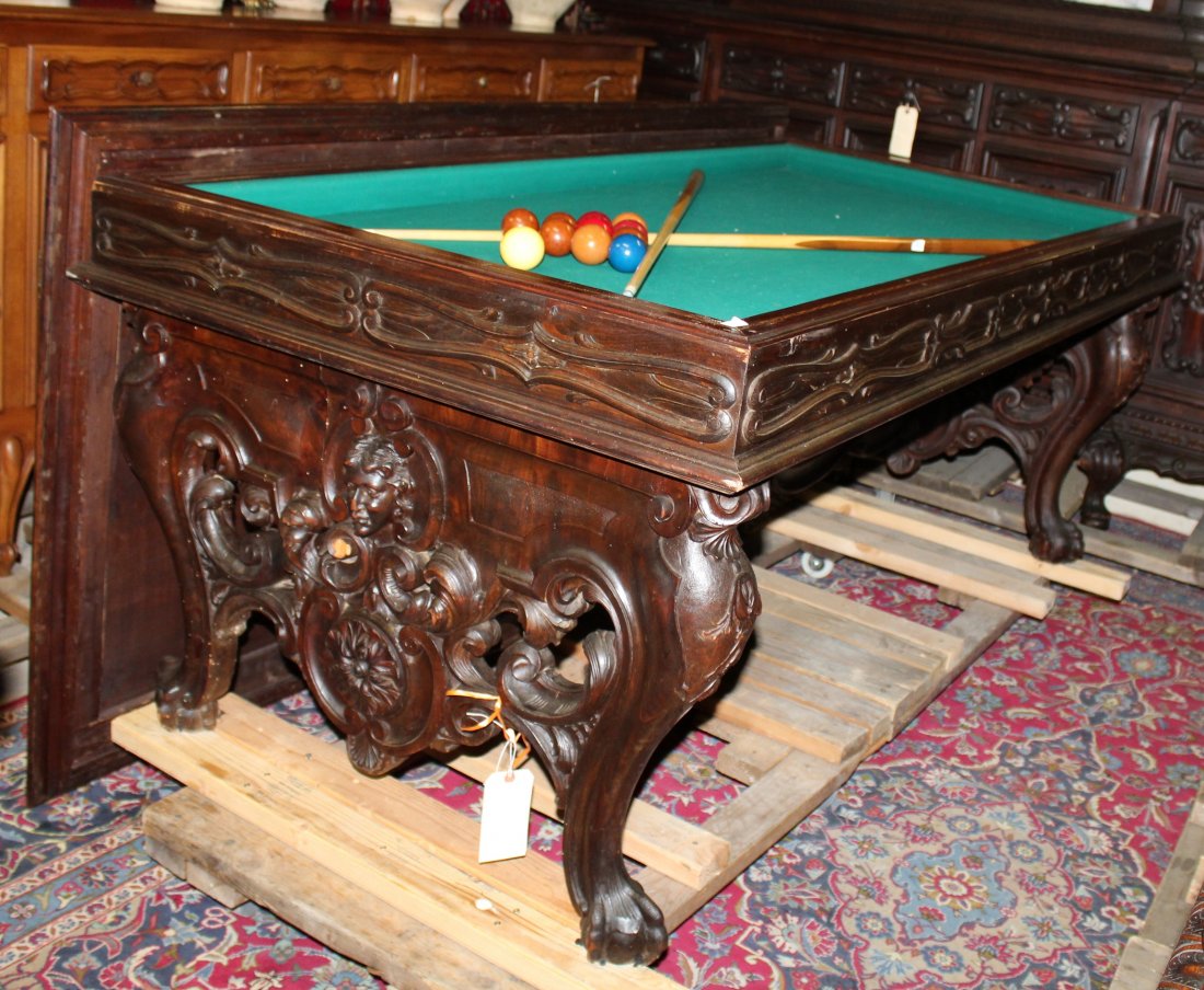 Italian Baroque skittles pool table in walnut (1 of 4)