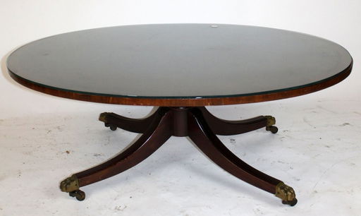 Banded Mahogany Oval Coffee Table Banded Mahogany Oval Coffee Table