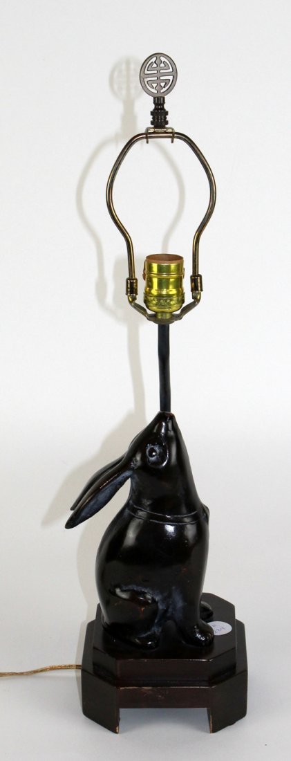 Frederick Cooper rabbit lamp: Frederick Cooper resin rabbit lamp with shade. 23"h