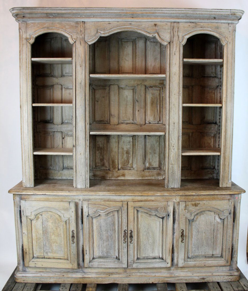 19th c French Provincial bleached oak bookcase (1 of 5)
