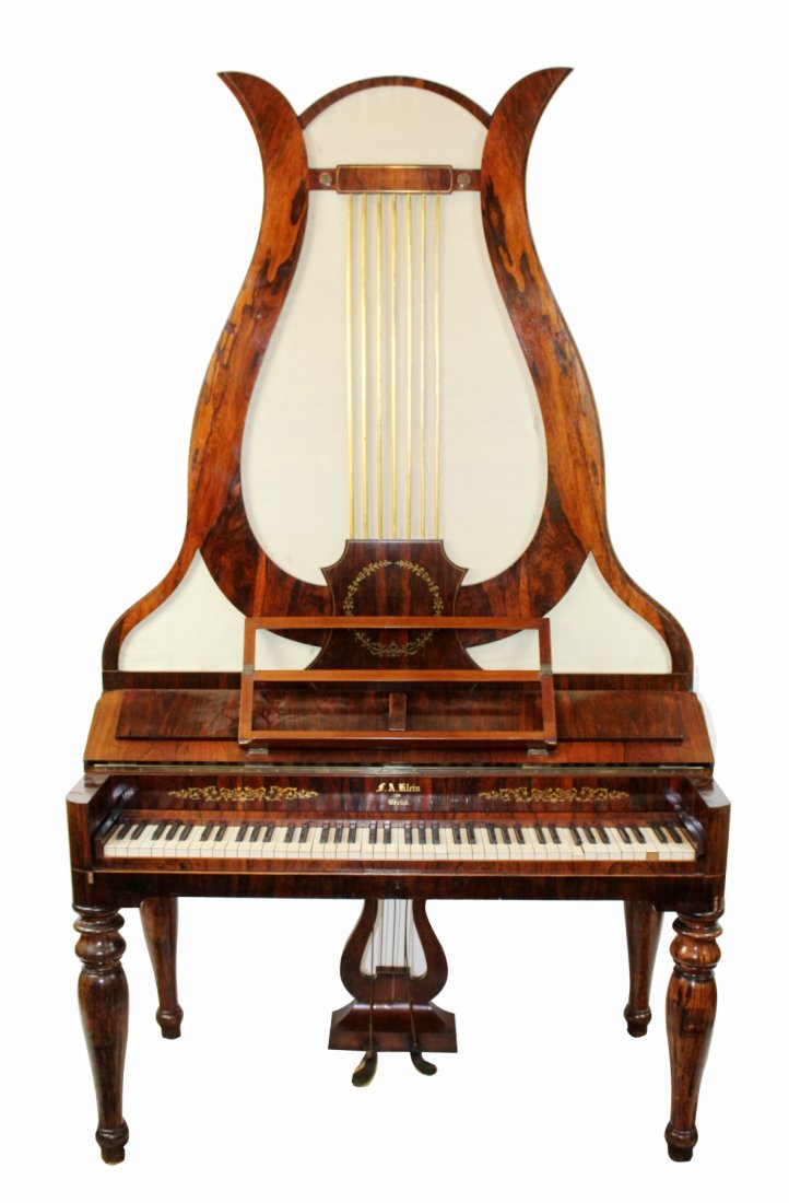 German FA Klein lyre piano in rosewood (1 of 10)